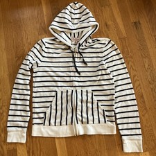 Vtg Y2K Juicy Couture Hoodie XL Terry Full Zip Jacket White Striped