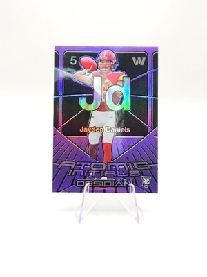 Jayden Daniels 2024 Panini Obsidian RC Atomic Initials Purple