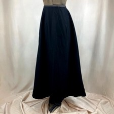 Vintage Victorian Wool Maxi Womens XS/S Skirt Black Flounce Hem Costume-Flaw