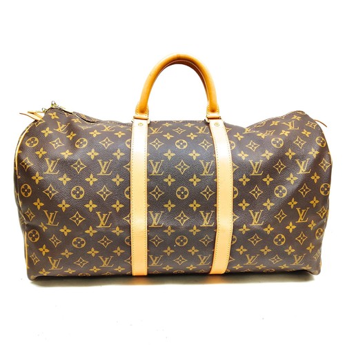 Louis Vuitton LV Boston Bag Keepall 50 Brown Monogram 1364315