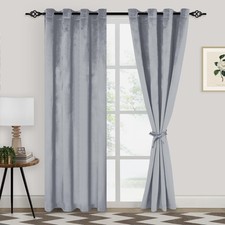 XWZO Silver Grey Velvet Blackout Curtains 84" L - Luxury  Soft 2 Panels
