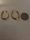 Vintage Gold Tone Horseshoe Shaped Hoop Earrings Pierced Ears Costume Jewelry