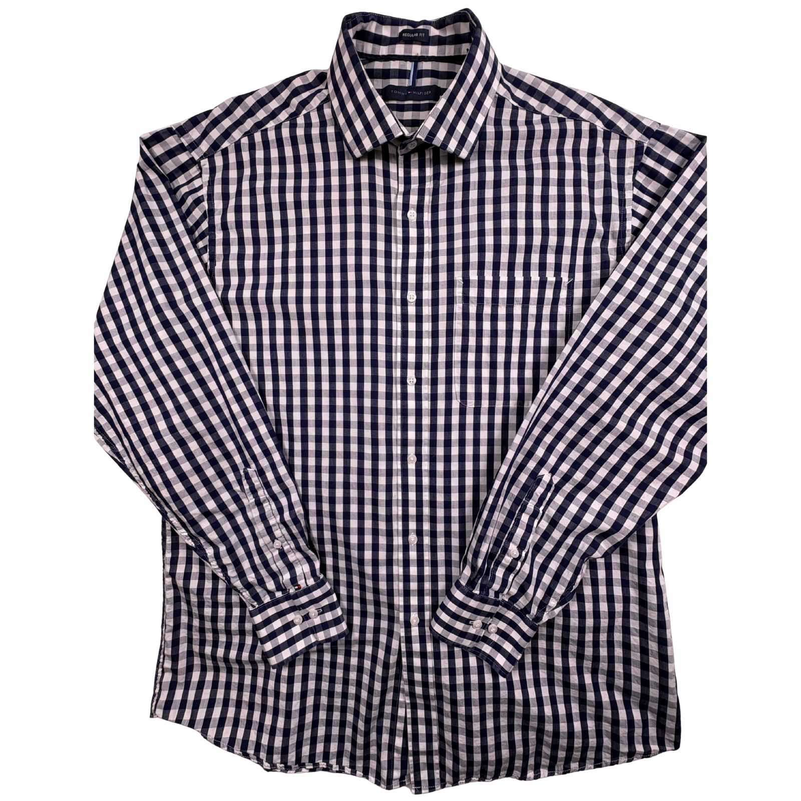 Tommy Hilfiger Shirt Mens XL Blue Check Long Sleeve Button Up Regular Fit Casual