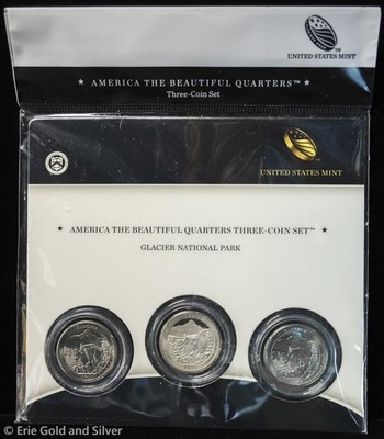 2011 PDS 25C US Mint ATB Glacier Nat'l Park Quarters 3 Coin Set | BU