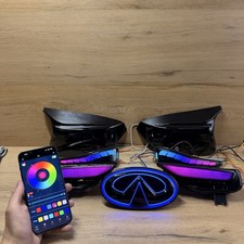 14-17 Infiniti Q50 Rgb Led Sequential Signal Smoked Front Emblem Gloss Black 14-17 Infiniti Q50 Rgb Led Sequential Signal Smoked Front Emblem Gloss Black