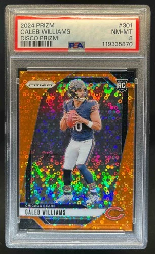 2024 Prizm Caleb Williams RC Orange Disco Rookie #301 Bears PSA 8