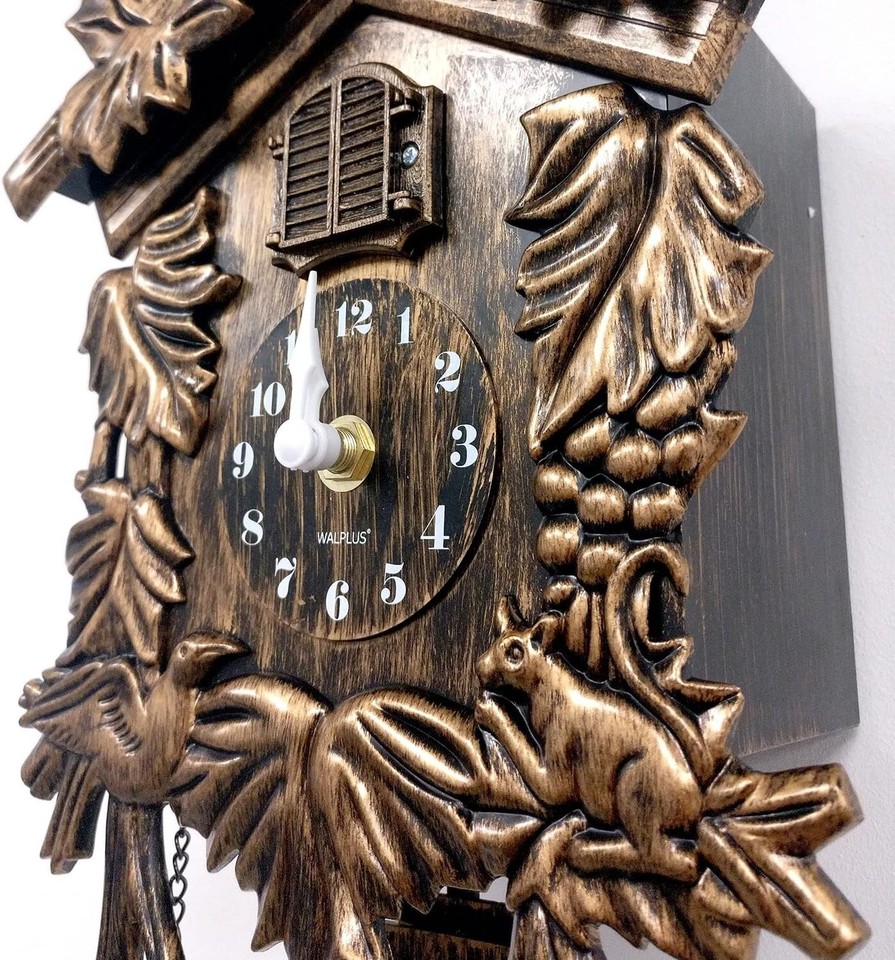 Chiming Classic Brown Vintage Cuckoo Wall Clock Hanging Bird Clock Home