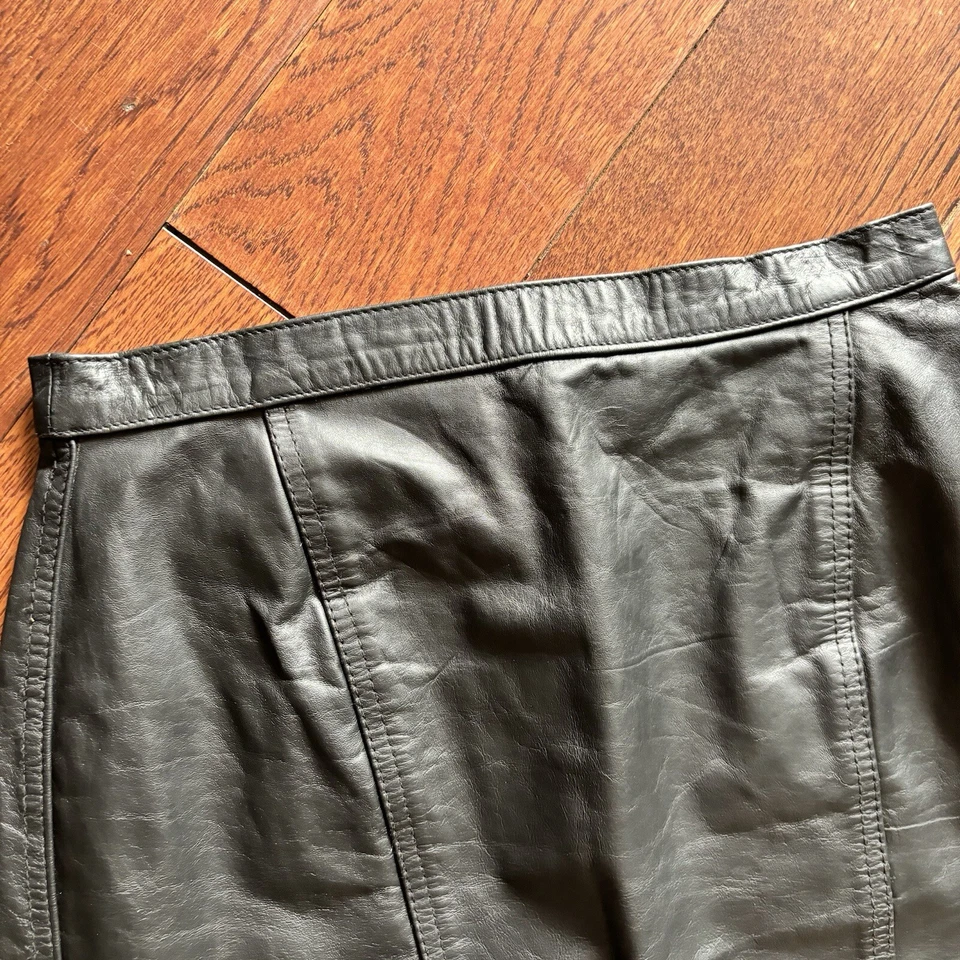 Falda Lápiz De Colección Años 90 Cuero Negro Talla M (11/12) Vaquera Occidental Motociclista Grunge Foto 3 de 4