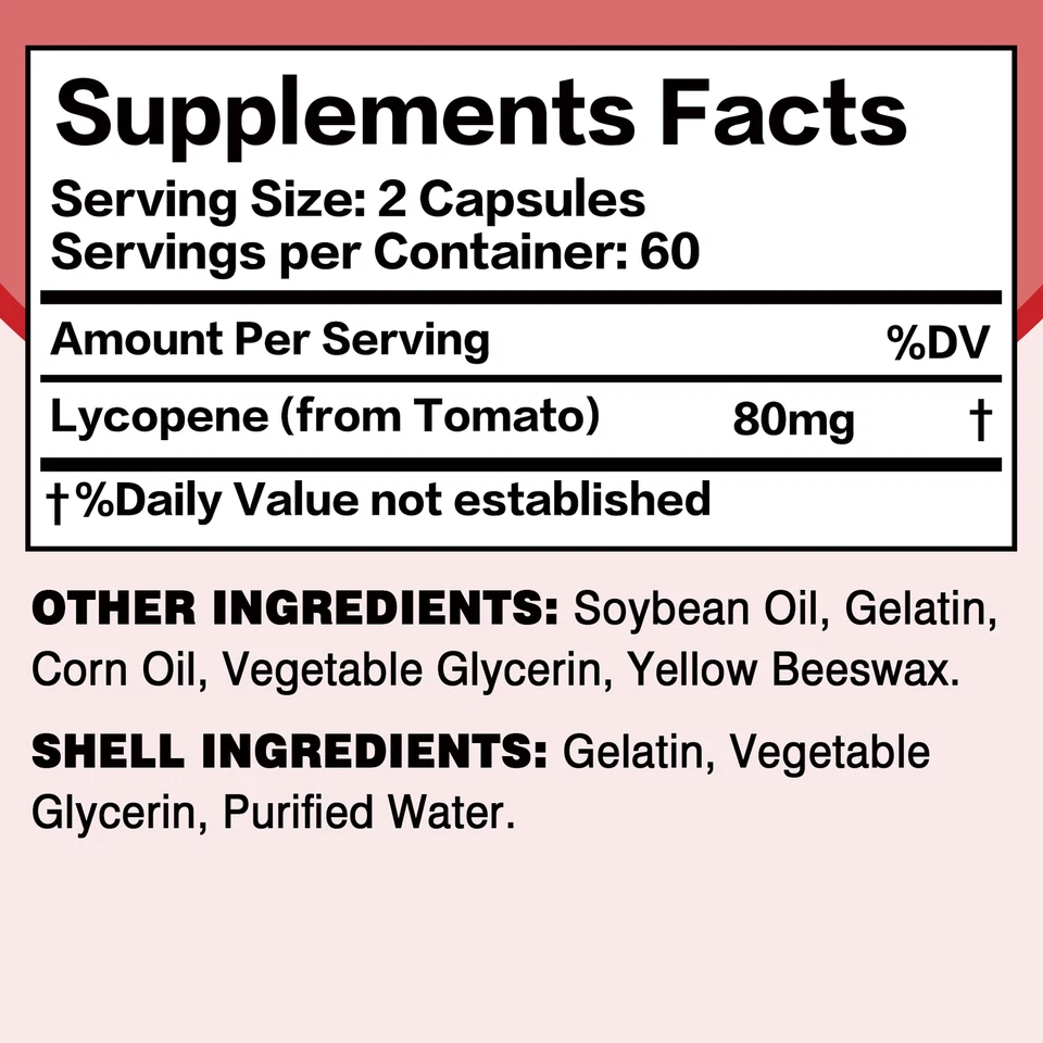 Lycopin Kapseln 80mg– Antioxidantien, Herz- Gehirn, und Prostatagesundheit - Bild 2 von 4