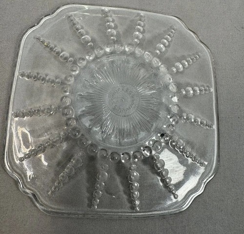Vtg Federal Glass 6" Plate Columbia Pattern Atomic Pearl Blast Dessert Plate USA - Picture 5 of 24
