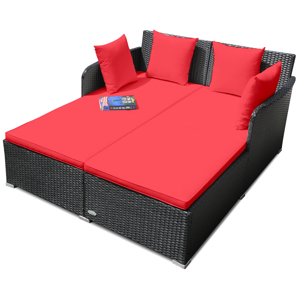 Rattan Garden Daybed Furniture Set Patio Sun Bed 2 Seater Lounger
