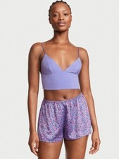 VICTORIA'S SECRET VS Small Modal Cropped Cami Silky Short Sleep Set Floral Lilac