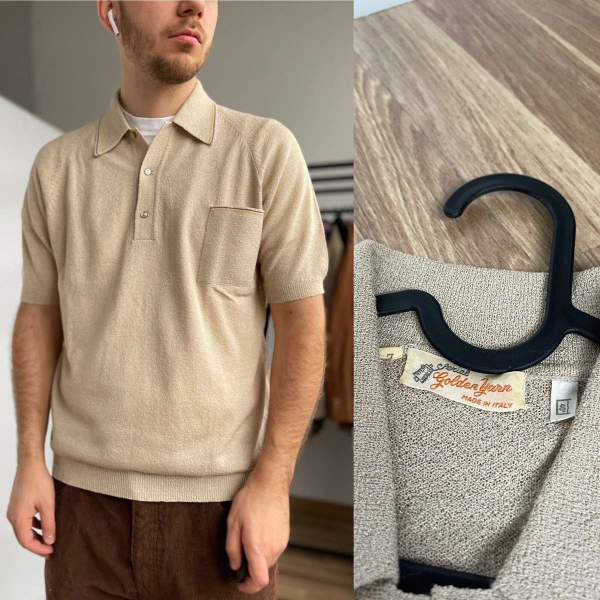 Vintage 60s / 70s Golden Yarn Knit Polo Size L/XL Made In Italy | eBay