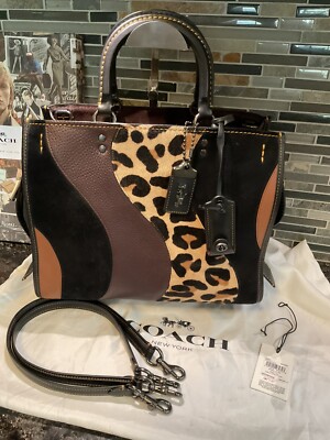 バッグ Coach Patchwork Leopard Python Pouch Bag 💌SOLD💌 Leopard Print Patchwork Coach Bag + Wallet