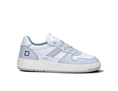 D.A.T.E. Damen Sneaker weiß-blau Naturleder