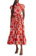 SIKA Gabbi Women’s Cotton Midi Shirt Dress size 8 NWT Romantic Boho A-Line