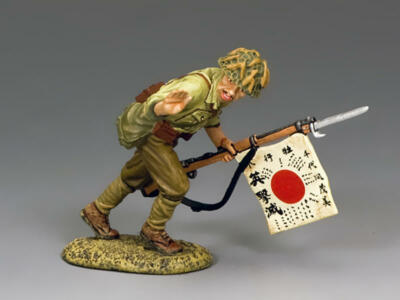 King and Country JN030 - WW2 Charging Flagbearer JN30 Diecast Metall Figur