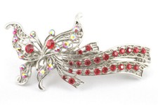 Red Graceful Austrian Rhinestone Crystal Hair Barrette Clip