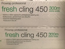 3 x Catering Quality PVC Cling Film Food Wrap 450mm x 300m Joblot 45cm Sandwich