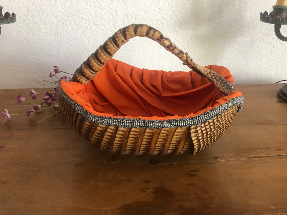 1906 Original Armadillo Shell Folk Art Basket lined Taxidermy Purse Handbag RARE - Image 2 of 4
