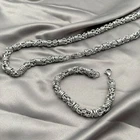 9mm Woman Man Stainless Steel Thick Heavy Braided Chain Necklace Bangle Bracelet