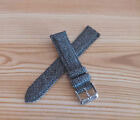 <!--F#f_0-->Black Herringbone Tweed Wool Watch Strap with Leather Backing, 2 pc Watch Strap<!--F/-->