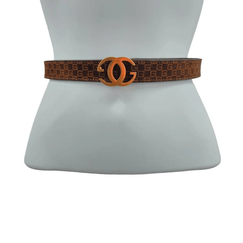 Rare Vintage Gucci Skinny Brown G Monogram Suede Belt with  display picture 1
