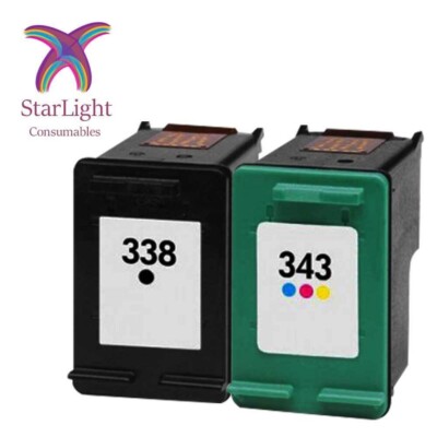 Cartouches D'encre Compatibles HP 338 XL & 343 XL - Pour DeskJet 6843 6848 9800 - Neuf