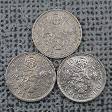 Sixpence 1965 1966 1967 Date Run Queen Elizabeth II Lucky 6d Tanner GB UK