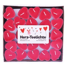 pajoma® Love Teelichte in Herzform 50er-Set | 3 Std Brenndauer, Deko Kerzen