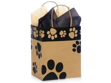 Paws Print KRAFT Shopping Gift Bag Recycled Paper Cub Size Bag Only