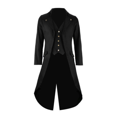 Men's Black Cotton Twill STEAMPUNK TAILCOAT Jacket Goth Victorian