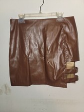 NWT SHEIN Women's SXY Coated Faux Leather Party Club Cutout Skirt Size M