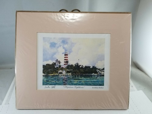Johnathan Bethel Art Print / Hopetown Lighthouse /Signed /Print Area 7.5 X 5.75" - Picture 2 of 6