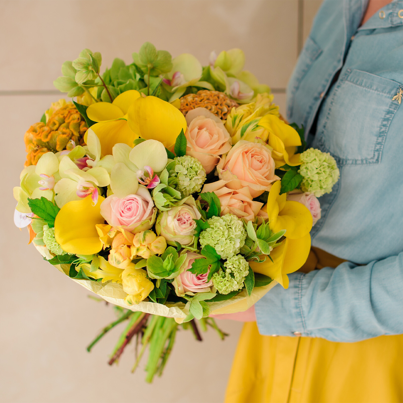 10Sheets 23.2"x23.2" Flower Bouquet Wrapping Paper for DIY Gift Packing