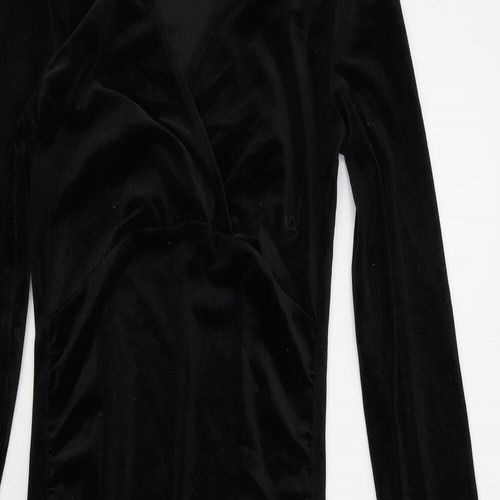H&M Womens Black Polyester Bodycon Size S V-Neck Pullover - Picture 3 of 10