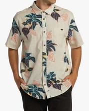 BILLABONG Men's S/S Button Shirt SUNDAYS - Bone - XXLarge - NWT