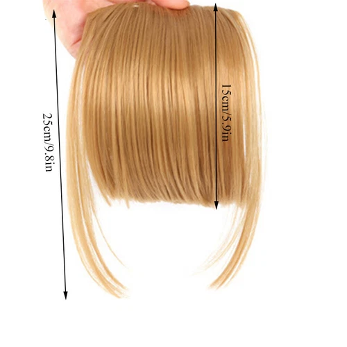 Hair Extension Clip In Fringe Bangs Thin / Thick Hair Neat Wispy Front Hairpiece - Picture 5 of 20