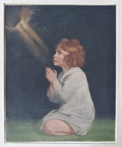 Silk Art Print After Joshua Reynolds THE LITTLE SAMUEL Color Print Religion Bible