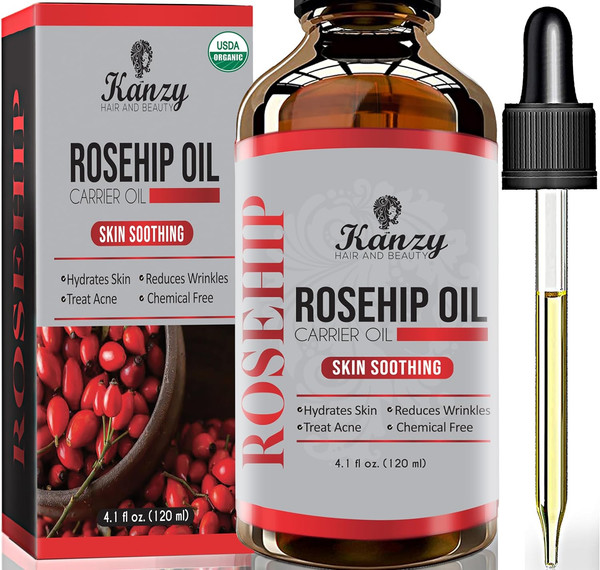 Kanzy Aceite de Rosa Mosqueta Puro 100%, 120ml Orgánico Prensado en Frío BIO