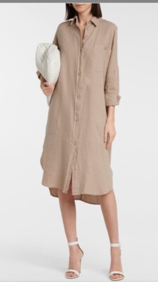 Max Mara Leisure Beige Linen Procida Shirt Dress Sz M $365