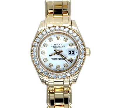 Rolex Masterpiece Watch 18K Gold Factory Diamonds Ref:69298 Serviced Warranty