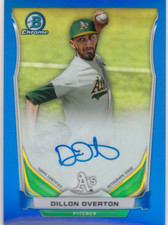 2014 Bowman Chrome Draft Pick Autographs Blue Refractor Dillon Overton Auto /150
