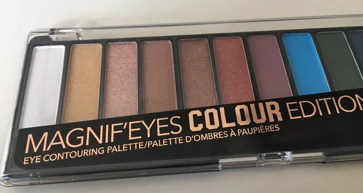 Rimmel Magnif'Eyes Lidschatten-Palette – 12 Farben Zum Konturieren, Mit Highlighter & Liner