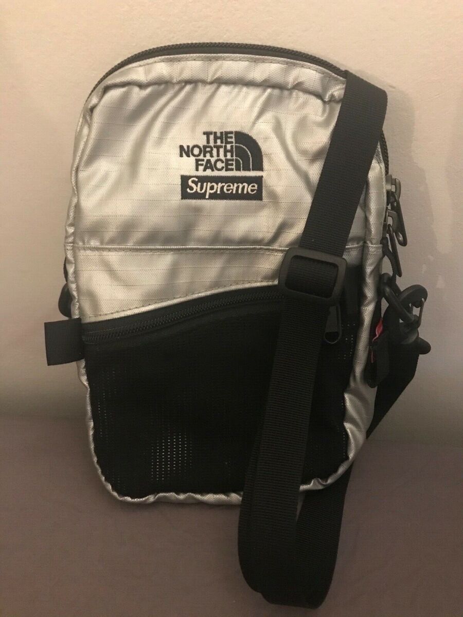 Used Supreme x The North Face Shoulder Bag in Metallic Silver and Black