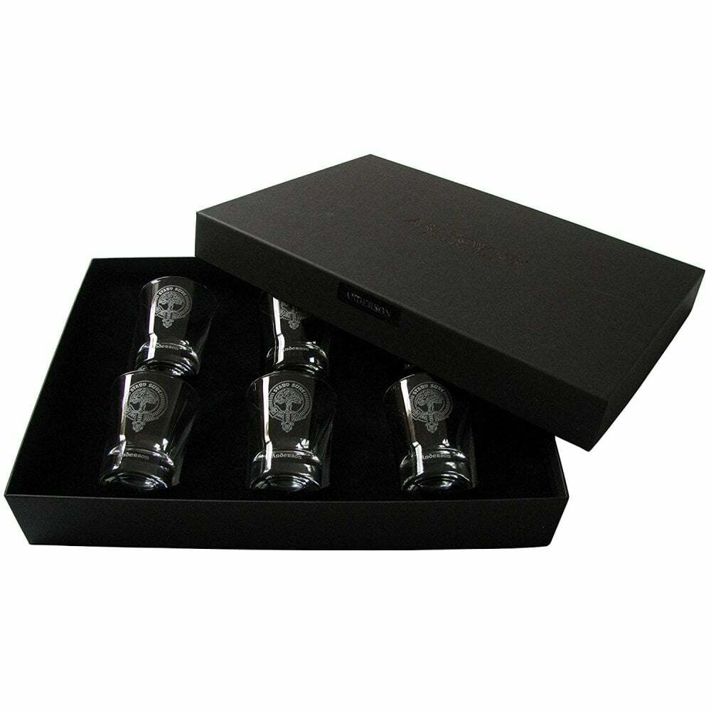 Art Pewter Buchanan Clan Crest Dram Glass Set of 6 TOT 6-C7