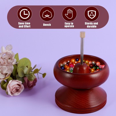 Wooden Bead Spinner with Beading Needle Manual Clay Beads Spinner Bowl tyrQu