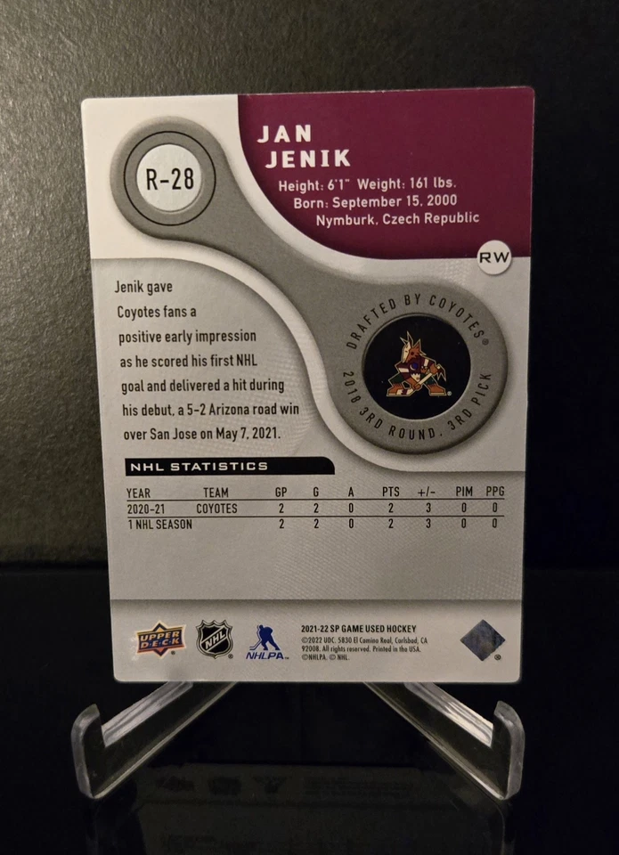 #'ed/999 🔥 JAN JENIK RC 2021-22 Upper Deck SP Game Used 2005-06 Retro Rookies - Image 2 of 2