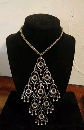 VETEMENTS Collana Vintage [Celebrity N.Y.] Tono Argento Cristallo Passerella 1970
