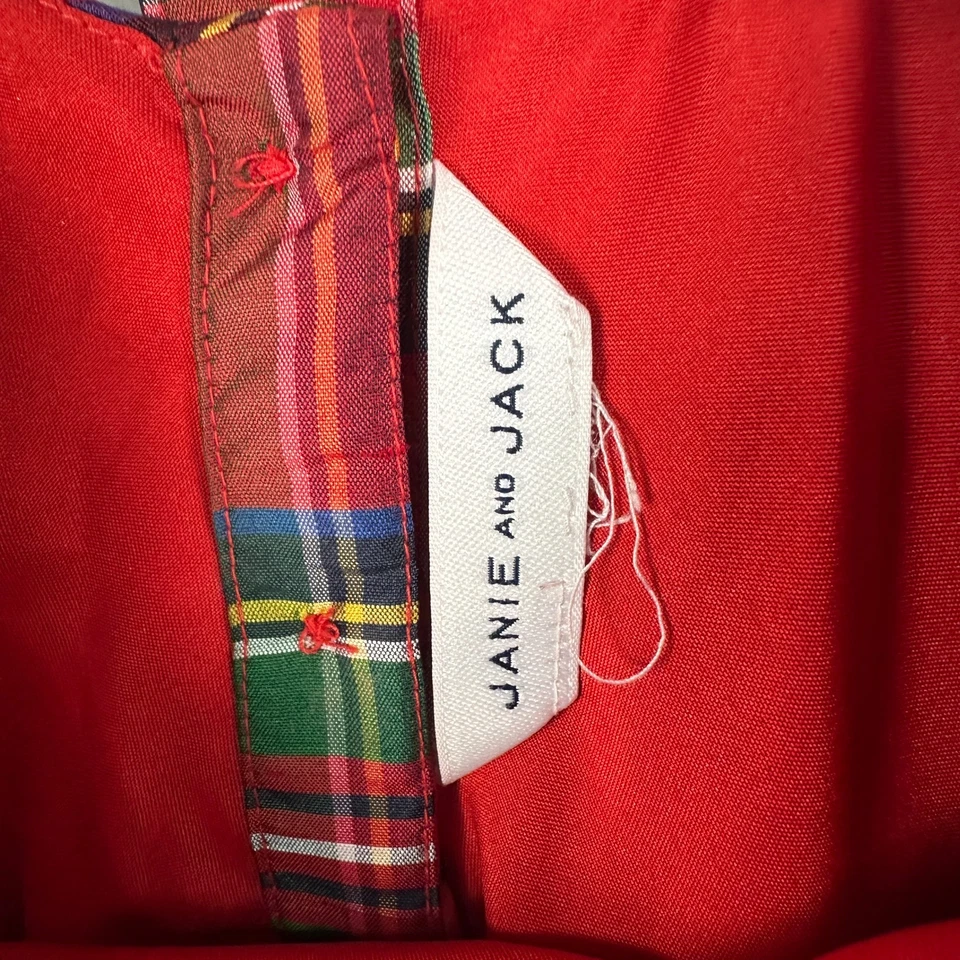 Vestido de Natal Janie and Jack meninas tamanho 4 xadrez tartan seda feriado vermelho verde - Imagem 4 de 4